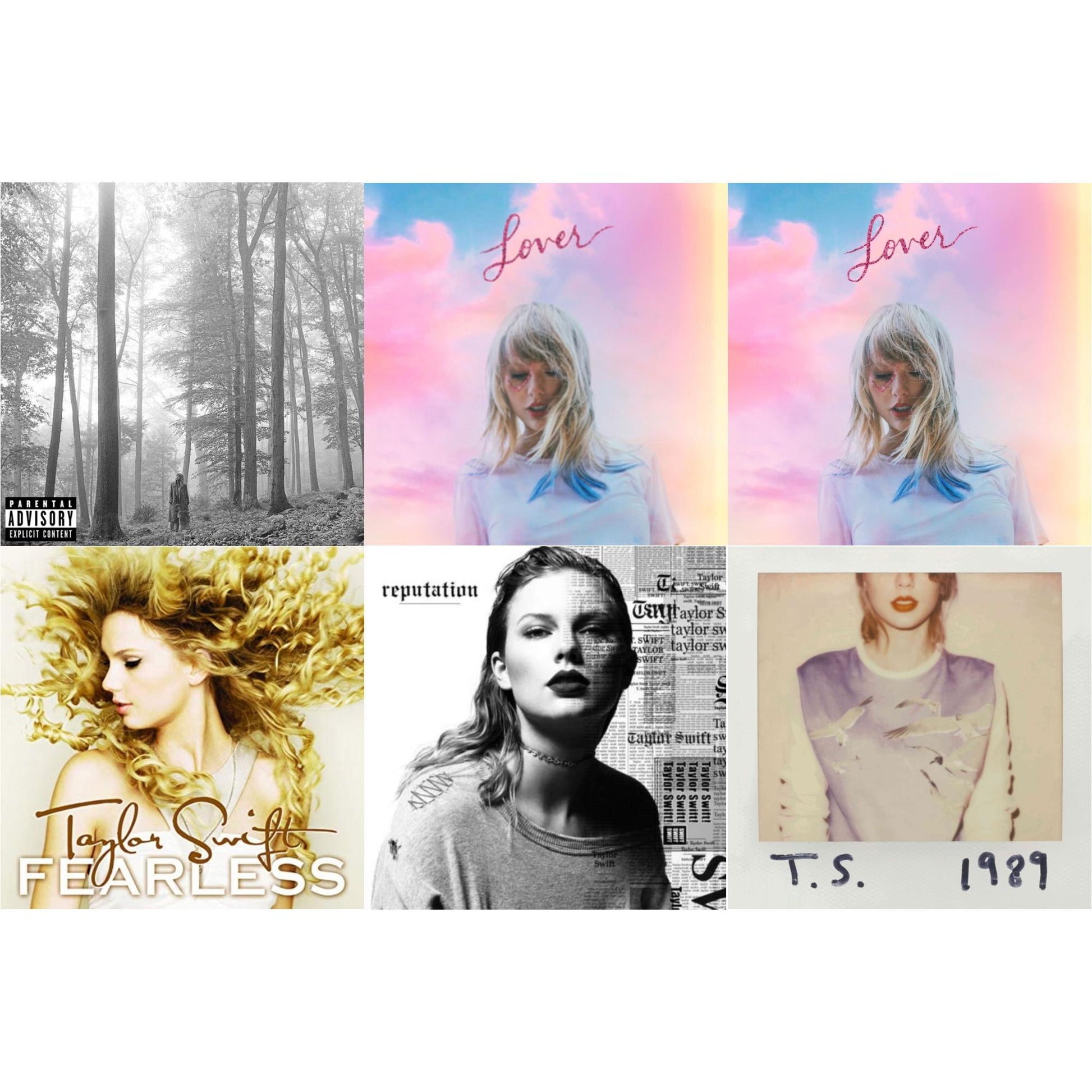 Taylor Swift - Folklore (X) & Lover (Deluxe) (Version 2) & Lover & Fearless & 1989 & Reputation - CD Bundle