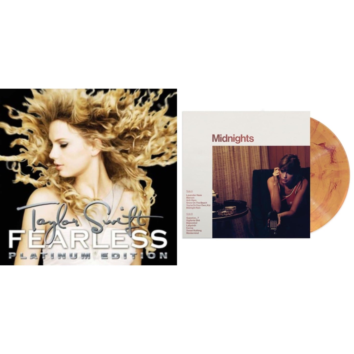 Taylor Swift - Midnights (X) (Blood Moon LP Vinyl) & Fearless Platinum Edition