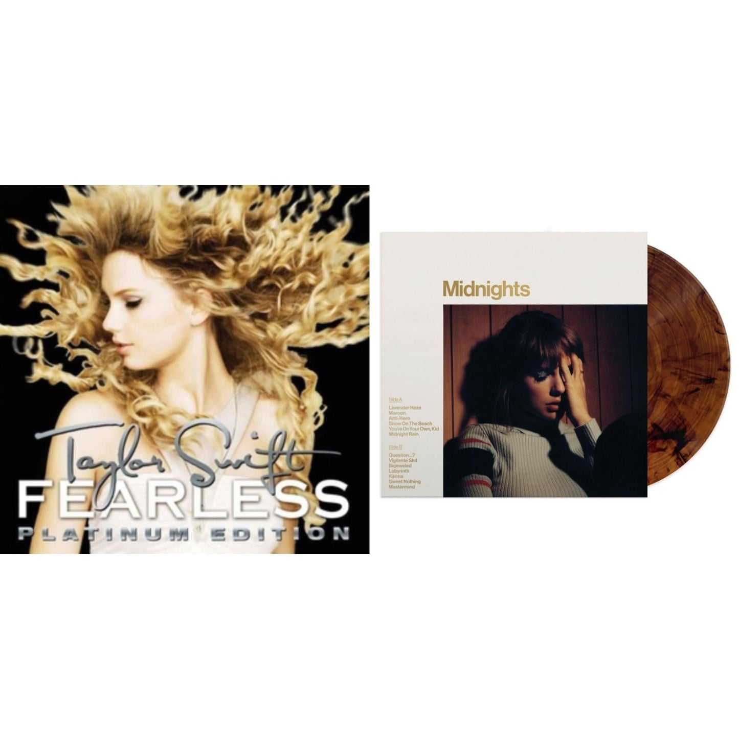 Taylor Swift - Midnights (X) (Mahogany Color LP Vinyl) & Fearless Platinum Edition