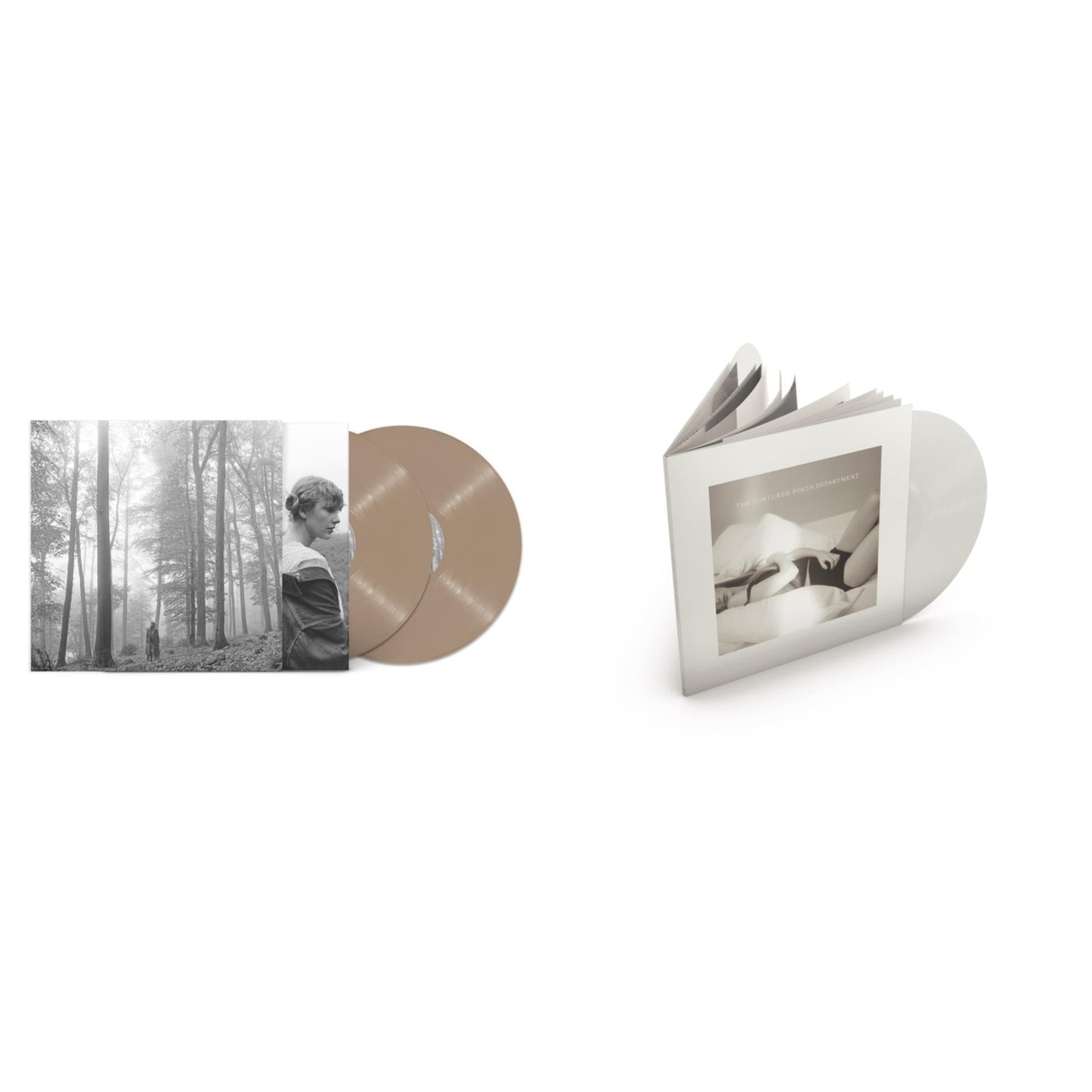 Taylor Swift - Folklore (X) (Beige Vinyl/2LP) & Tortured Poets Department (X) (Ghosted White Vinyl/2LP/Manuscript- Bonus Track)