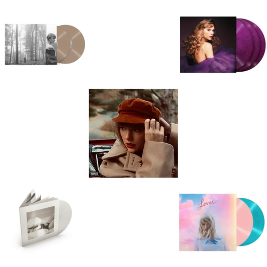 Taylor Swift - Folklore (X) (Beige Vinyl/2LP) & Red (Taylor's Version) (4LP) & Speak Now (Taylor's Version) (Orchid Marbled Vinyl/3LP) & Tortured Poets Department (X) (Ghosted White Vinyl/2LP/Manuscript- Bonus Track) & Lover