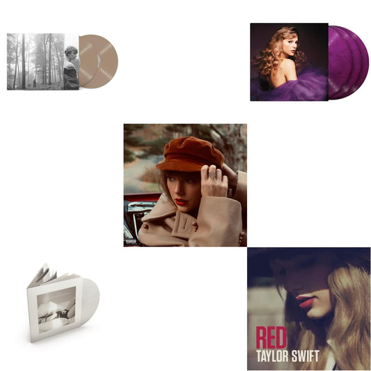 Taylor Swift - Folklore (X) (Beige Vinyl/2LP) & Red (Taylor's Version) (4LP) & Speak Now (Taylor's Version) (Orchid Marbled Vinyl/3LP) & Tortured Poets Department (X) (Ghosted White Vinyl/2LP/Manuscript- Bonus Track) & Red