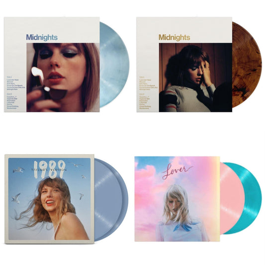 Taylor Swift - Midnights (X) (Moonstone Blue LP Vinyl) & Midnights (X) (Mahogany Color LP Vinyl) & 1989 (Taylor's Version) (2LP/Crystal Skies Blue Vinyl) & Lover