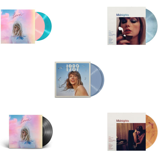 Taylor Swift - Midnights (X) (Moonstone Blue LP Vinyl) & Midnights (X) (Blood Moon LP Vinyl) & 1989 (Taylor's Version) (2LP/Crystal Skies Blue Vinyl) & Lover (2LP) & Lover