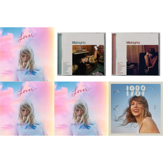 Taylor Swift - Midnights (X) (Jade Green CD) & Midnights (X) (Blood Moon CD) & 1989 (Taylor's Version) & Lover (Deluxe) (Version 1) & Lover (Deluxe) (Version 2) & Lover