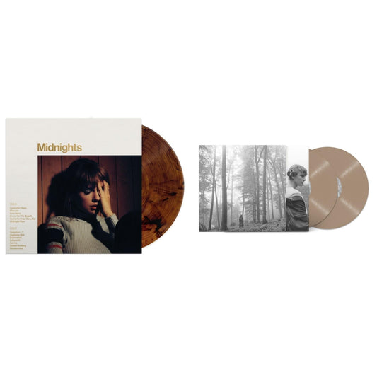 Taylor Swift - Folklore (X) (Beige Vinyl/2LP) & Midnights (X) (Mahogany Color LP Vinyl)