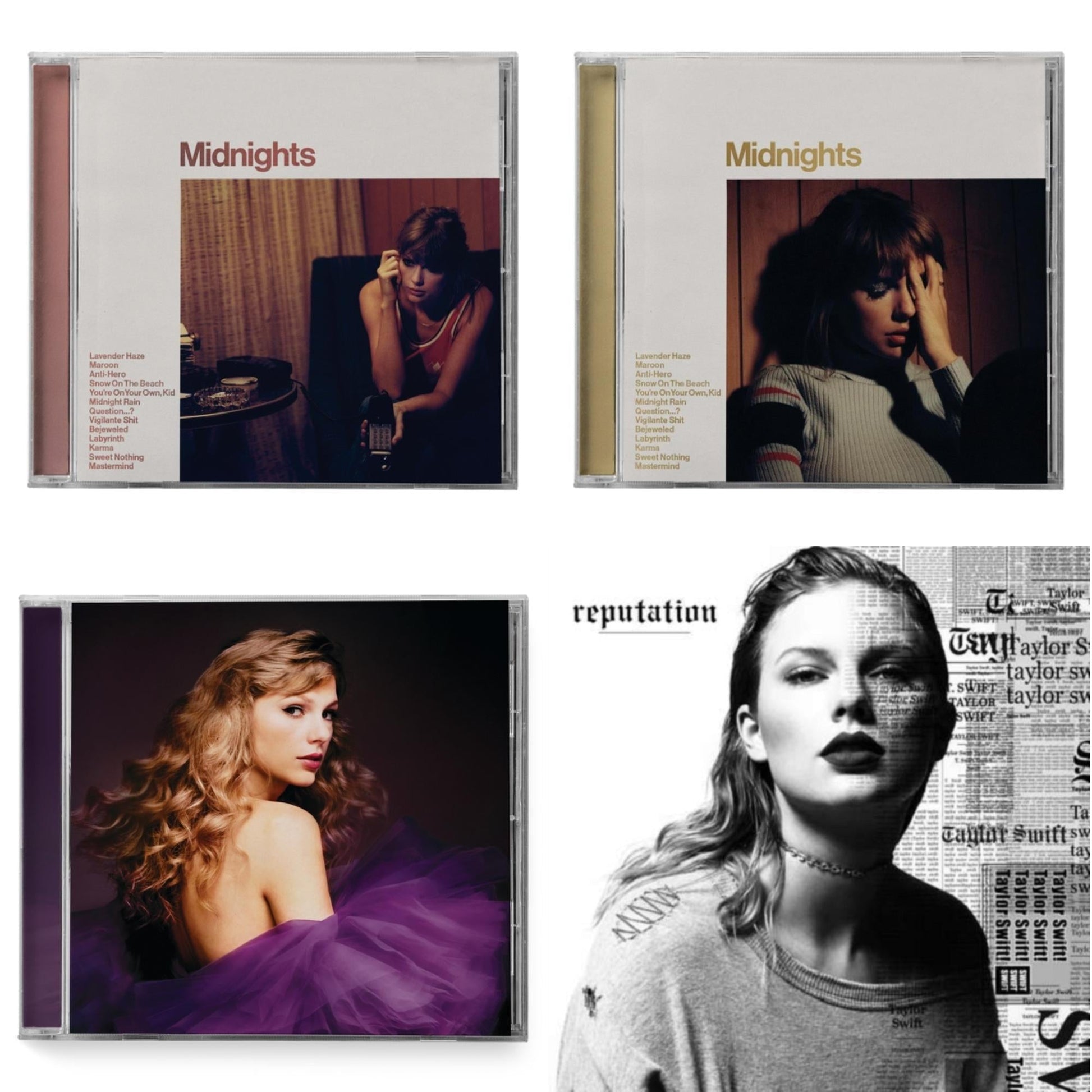 Taylor Swift - Midnights (X) (Blood Moon CD) & Midnights (X) (Mahogany CD) & Speak Now (Taylor's Version) (2CD) & Reputation
