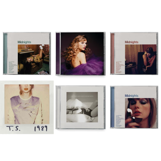 Taylor Swift - Midnights (X) (Moonstone Blue CD) & Midnights (X) (Jade Green CD) & Midnights (X) (Blood Moon CD) & Speak Now (Taylor's Version) (2CD) & Tortured Poets Department (X) (Manuscript- Bonus Track) & 1989