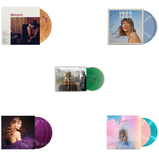 Taylor Swift - Taylor Swift - Evermore (Translucent Green Vinyl/2LP) & Midnights (X) (Blood Moon LP Vinyl) & Speak Now (Taylor's Version) (Orchid Marbled Vinyl/3LP) & 1989 (Taylor's Version) (2LP/Crystal Skies Blue Vinyl) & Lover