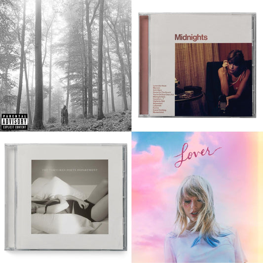 Taylor Swift - Folklore (X) & Midnights (X) (Blood Moon CD) & Tortured Poets Department (X) (Manuscript- Bonus Track) & Lover (Deluxe) (Version 4)