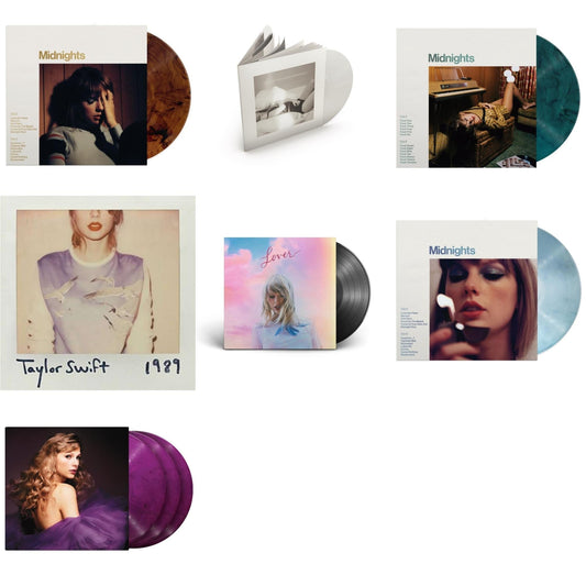 Taylor Swift - Midnights (X) (Moonstone Blue LP Vinyl) & Midnights (X) (Jade Green LP Vinyl) & Midnights (X) (Mahogany Color LP Vinyl) & Speak Now (Taylor's Version) (Orchid Marbled Vinyl/3LP) & Lover (2LP) & Tortured Poets Department (X) (Ghosted