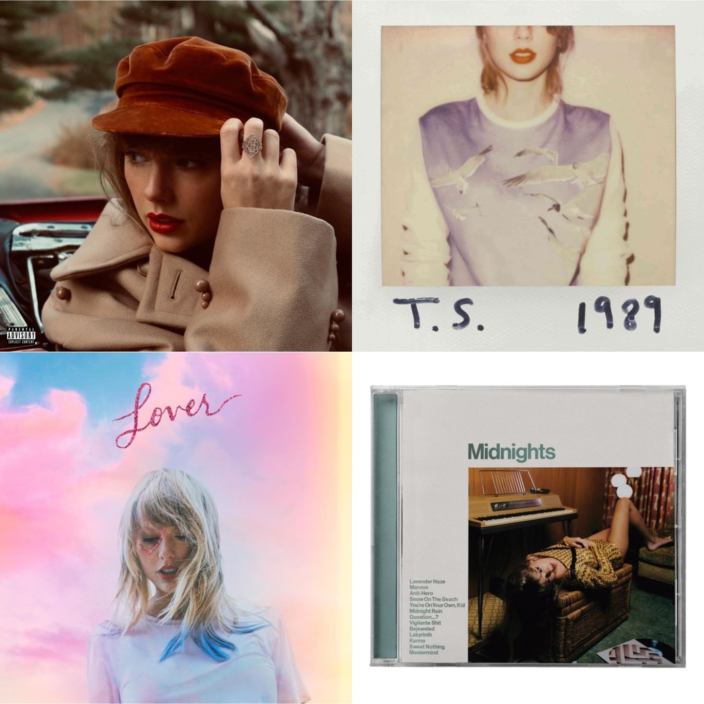 Taylor Swift - Red (Taylor's Version) (Edited) (2CD) & Midnights (X) (Jade Green CD) & Lover (Deluxe) (Version 2) & 1989