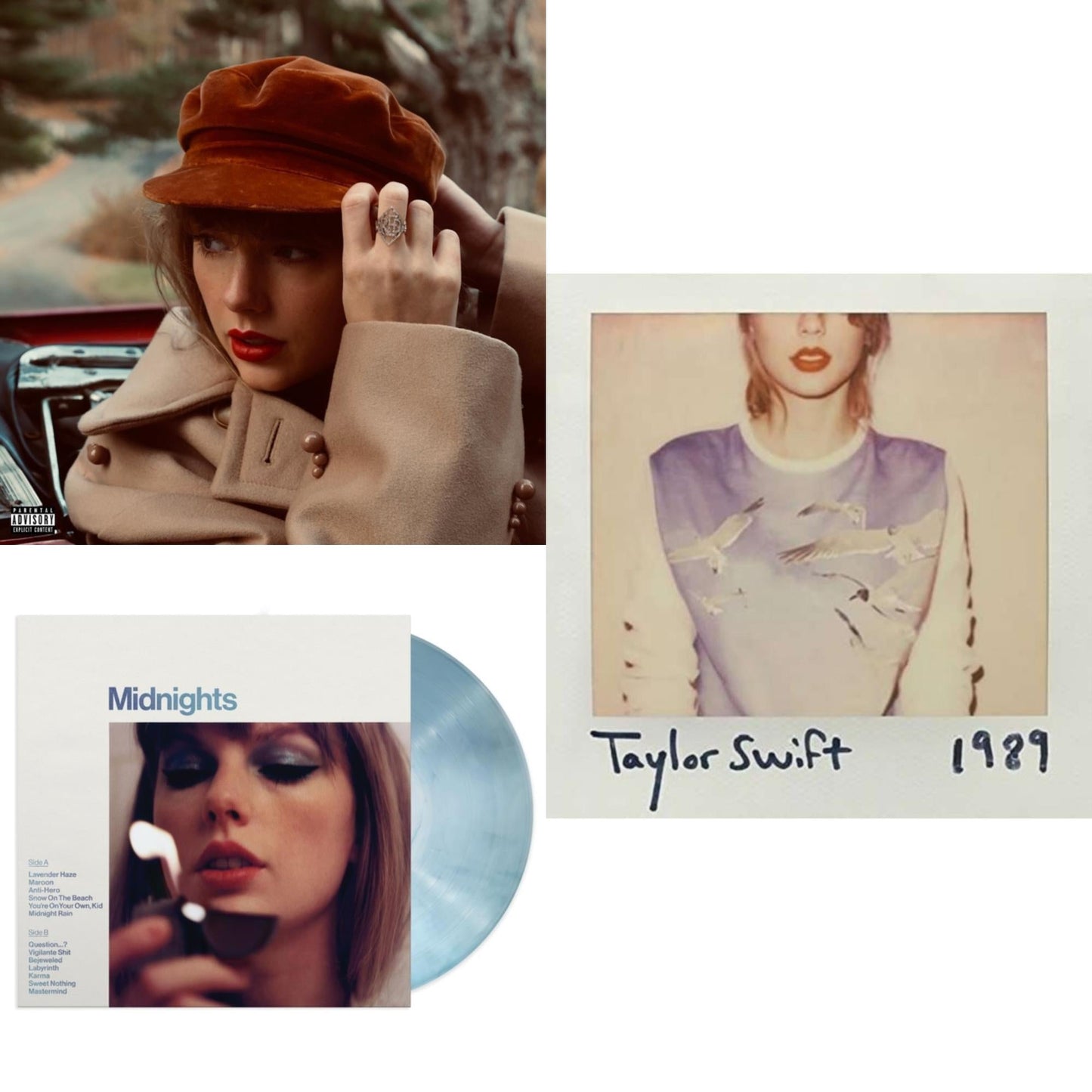 Taylor Swift - Red (Taylor's Version) (4LP) & Midnights (X) (Moonstone Blue LP Vinyl) & 1989