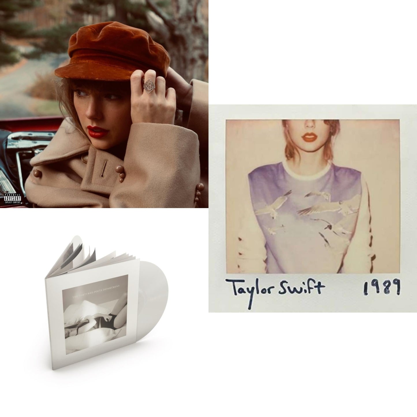 Taylor Swift - Red (Taylor's Version) (4LP) & Tortured Poets Department (X) (Ghosted White Vinyl/2LP/Manuscript- Bonus Track) & 1989