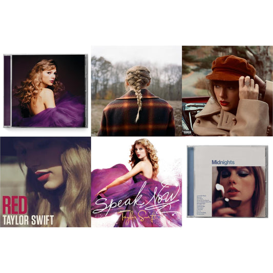 Taylor Swift - Evermore (X) & Red (Taylor's Version) (Edited) (2CD) & Midnights (X) (Moonstone Blue CD) & Speak Now (Taylor's Version) (2CD) & Speak Now & Red