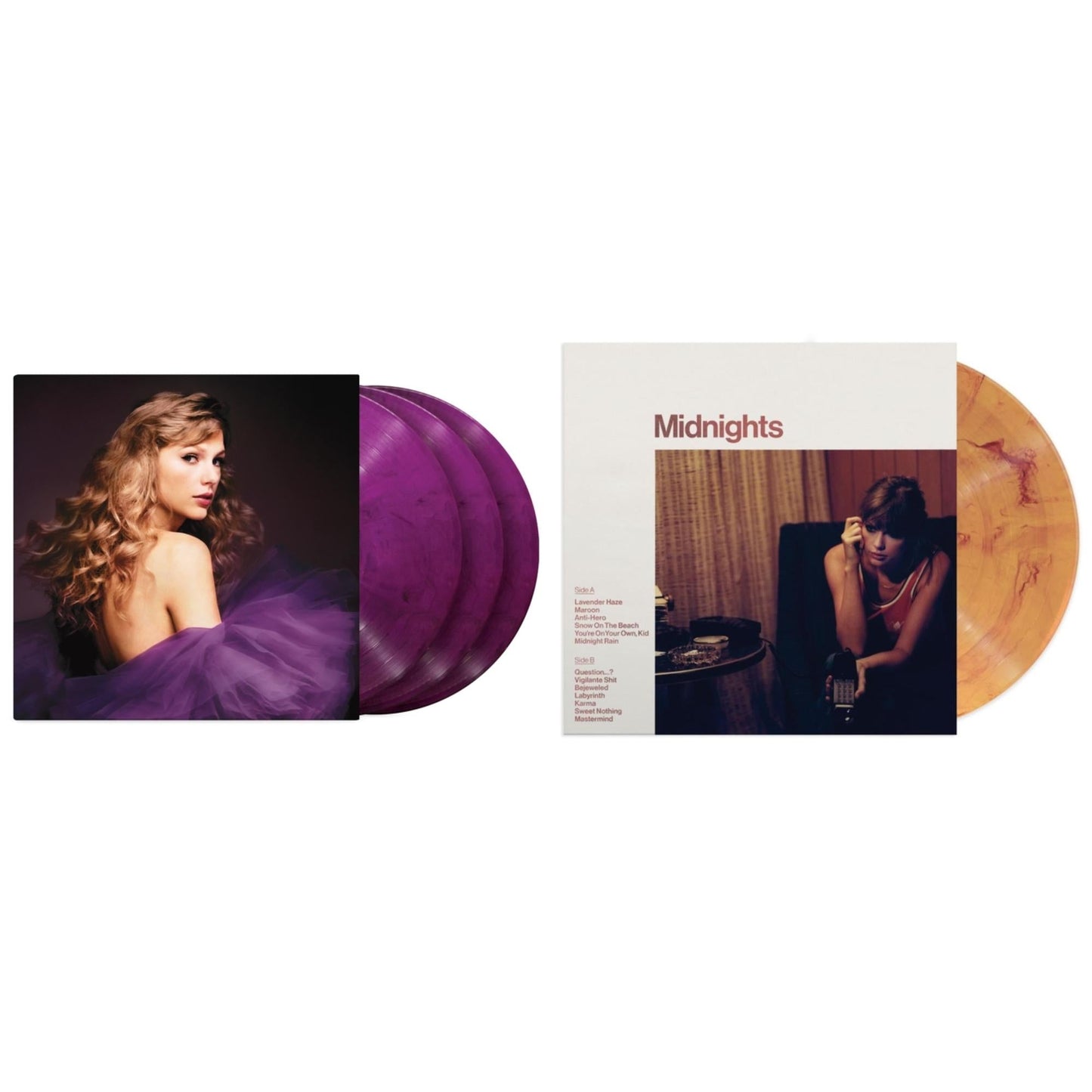 Taylor Swift - Midnights (X) (Blood Moon LP Vinyl) & Speak Now (Taylor's Version) (Orchid Marbled Vinyl/3LP)
