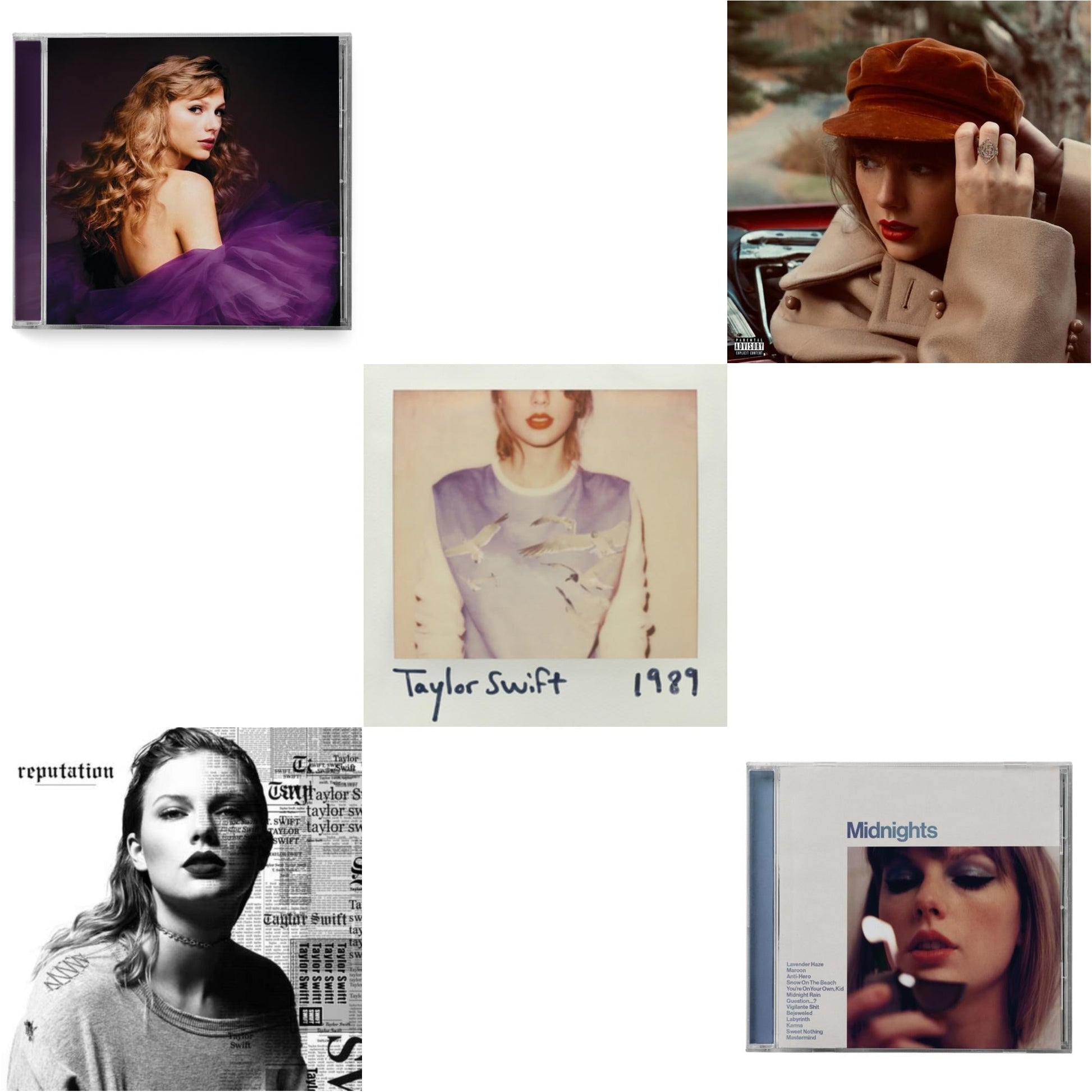 Taylor Swift - Red (Taylor's Version) (X) (2CD) & Midnights (X) (Moonstone Blue CD) & Speak Now (Taylor's Version) (2CD) & 1989 & Reputation