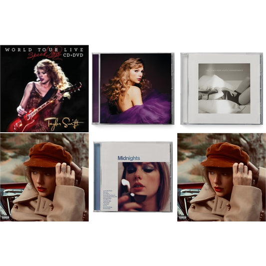 Taylor Swift - Red (Taylor's Version) (X) (2CD) & Red (Taylor's Version) (Edited) (2CD) & Midnights (X) (Moonstone Blue CD) & Speak Now (Taylor's Version) (2CD) & Tortured Poets Department (X) (Manuscript- Bonus Track) & Speak Now World Tour Live