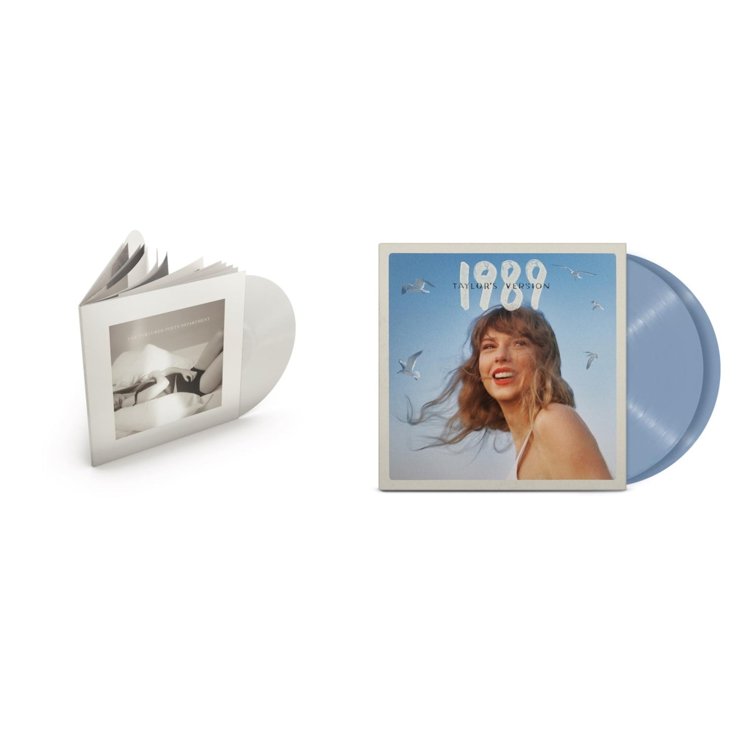 Taylor Swift - 1989 (Taylor's Version) (2LP/Crystal Skies Blue Vinyl) & Tortured Poets Department (X) (Ghosted White Vinyl/2LP/Manuscript- Bonus Track)