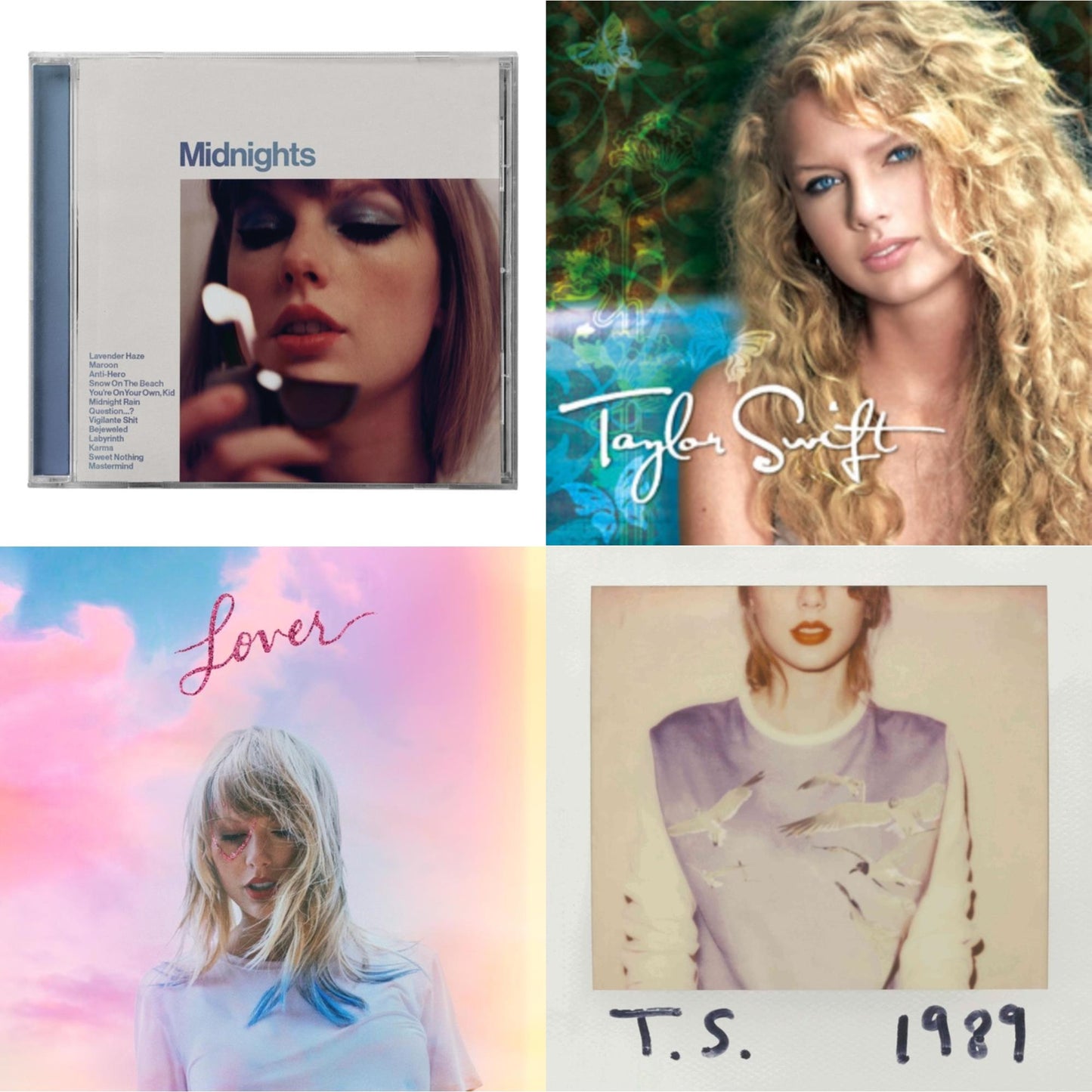 Taylor Swift - Midnights (X) (Moonstone Blue CD) & Taylor Swift & Lover (Deluxe) (Version 2) & 1989