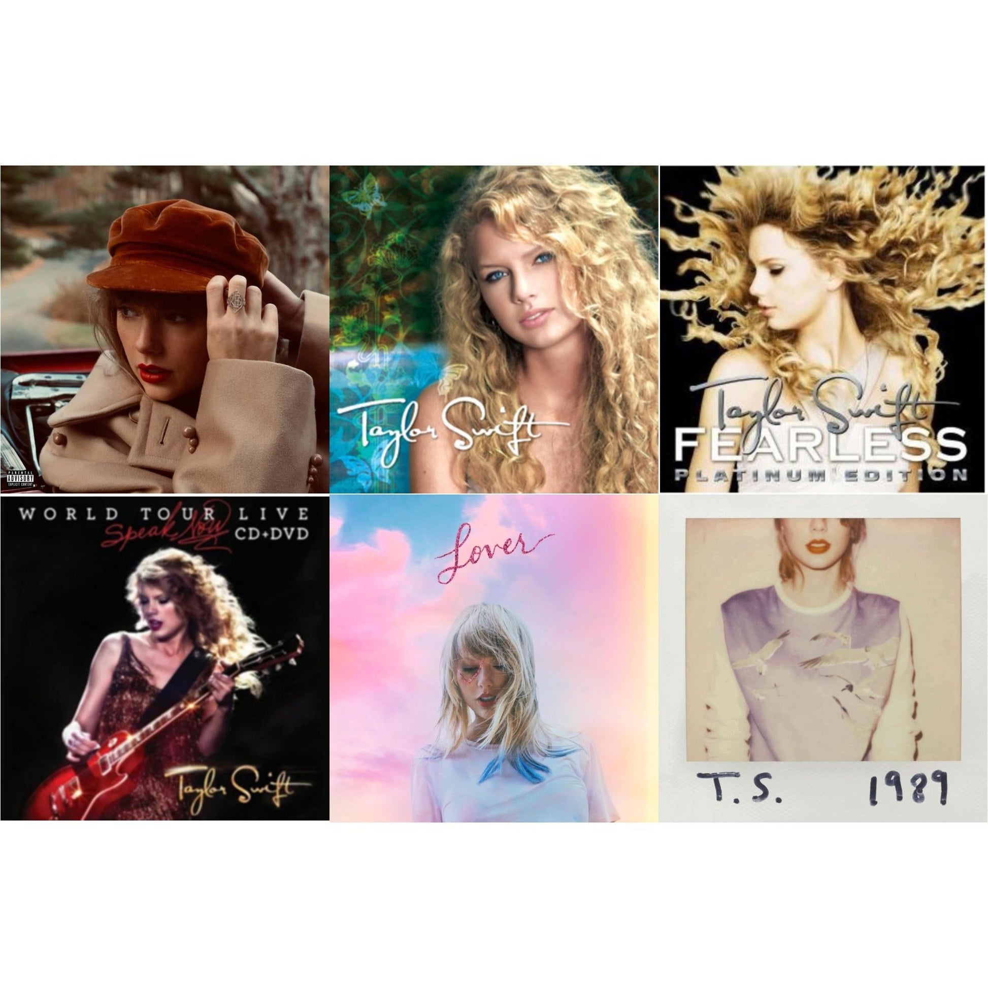 Taylor Swift - Red (Taylor's Version) (Edited) (2CD) & Taylor Swift & Fearless & Speak Now World Tour Live (CD/DVD) & Lover (Deluxe) (Version 2) & 1989