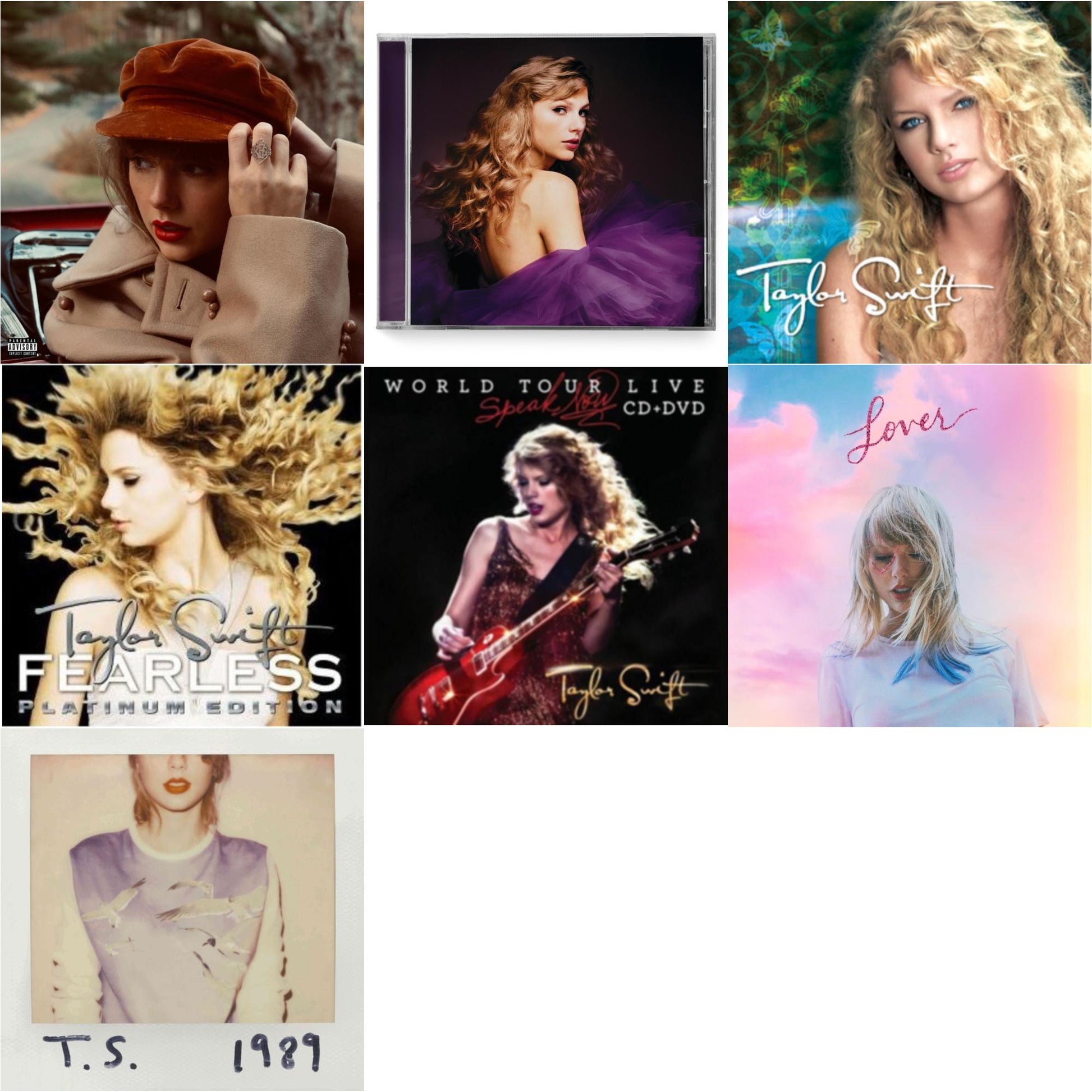Taylor Swift - Red (Taylor's Version) (Edited) (2CD) & Speak Now (Taylor's Version) (2CD) & Taylor Swift & Fearless & Speak Now World Tour Live (CD/DVD) & Lover (Deluxe) (Version 2) & 1989