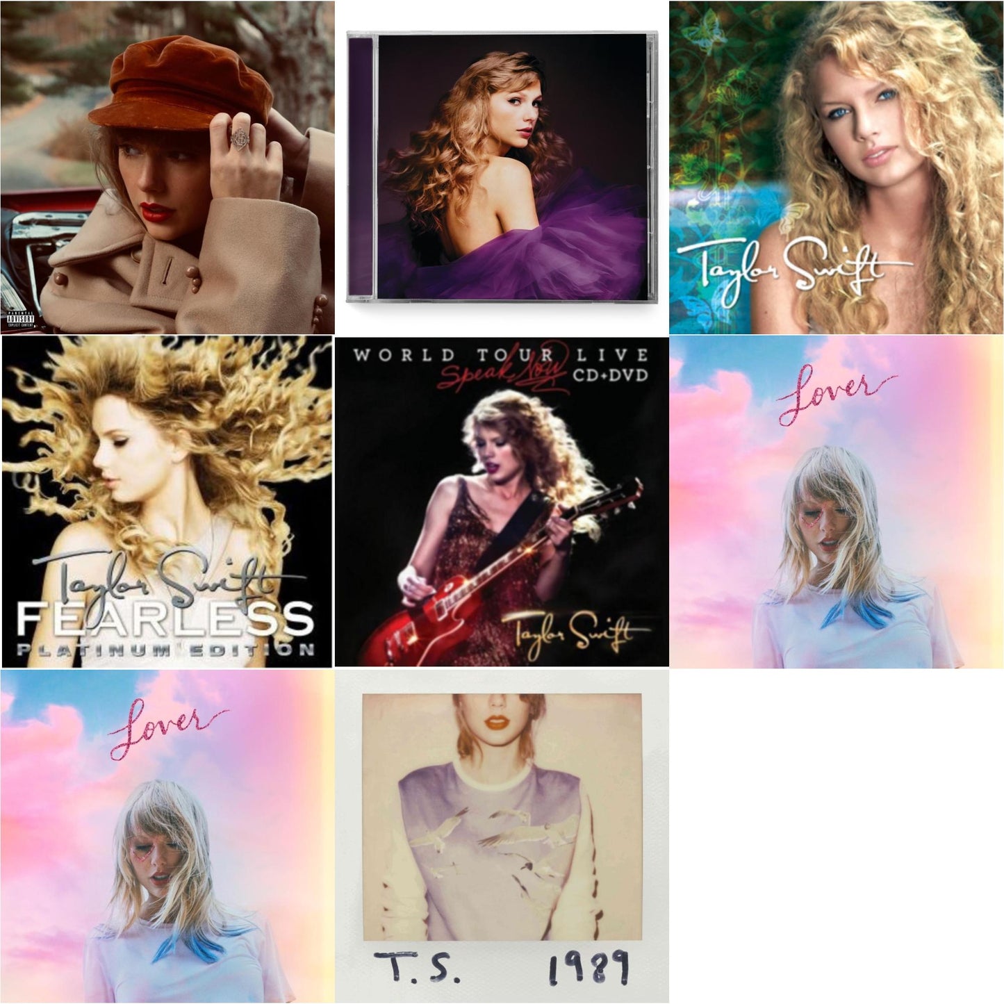 Taylor Swift - Red (Taylor's Version) (Edited) (2CD) & Speak Now (Taylor's Version) (2CD) & Taylor Swift & Fearless & Speak Now World Tour Live (CD/DVD) & Lover (Deluxe) (Version 1) & Lover (Deluxe) (Version 2) & 1989