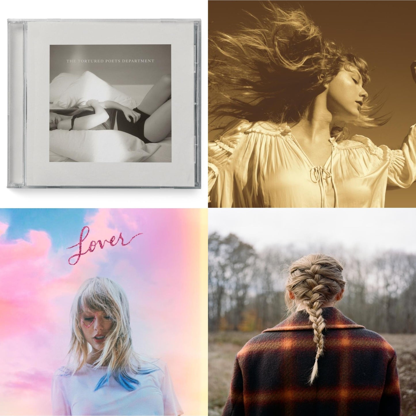 Taylor Swift - Evermore (X) & Fearless (Taylor's Version) (2CD) & Tortured Poets Department (X) (Manuscript- Bonus Track) & Lover (Deluxe) (Version 4)
