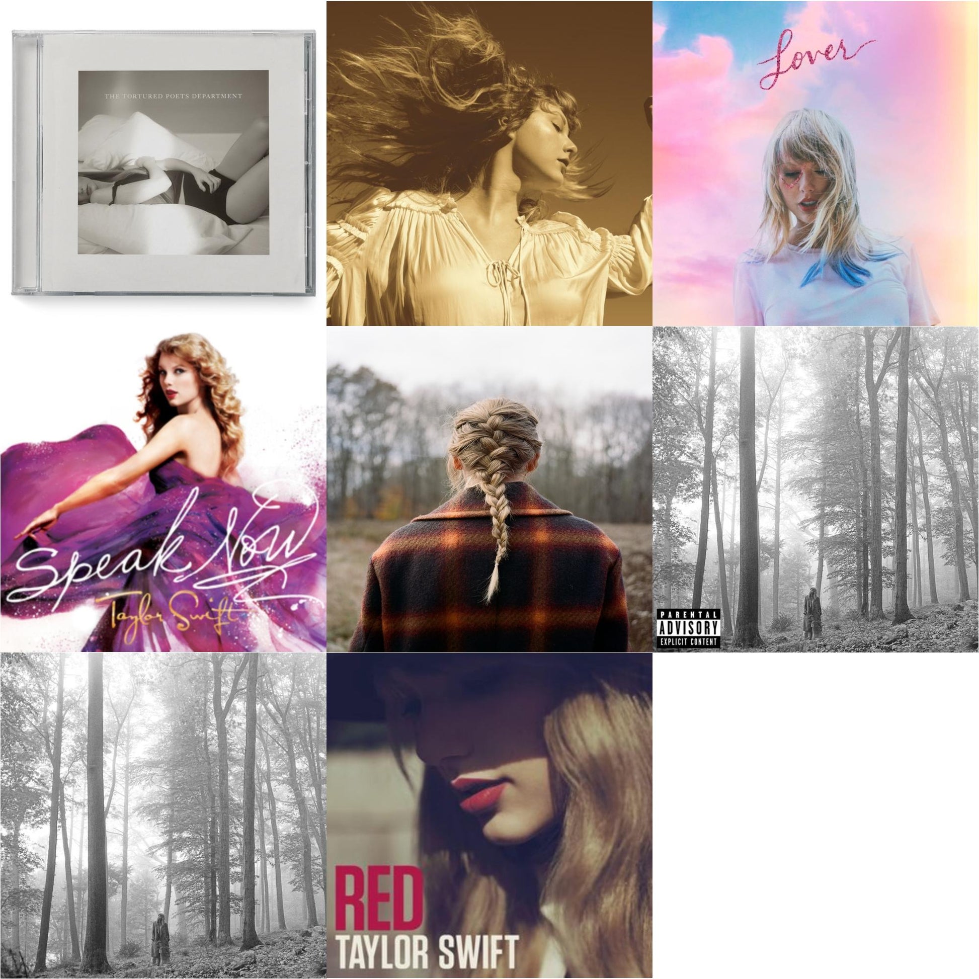 Taylor Swift - Folklore (Edited) & Folklore (X) & Evermore (X) & Fearless (Taylor's Version) (2CD) & Tortured Poets Department (X) (Manuscript- Bonus Track) & Speak Now & Red & Lover (Deluxe) (Version 4)