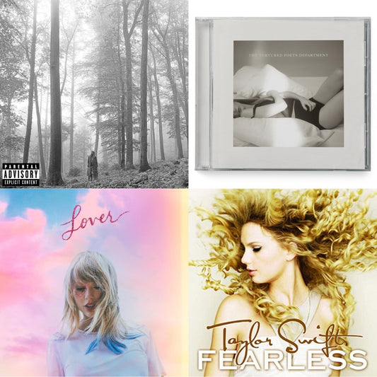 Taylor Swift - Folklore (X) & Tortured Poets Department (X) (Manuscript- Bonus Track) & Lover (Deluxe) (Version 1) & Fearless - CD Bundle