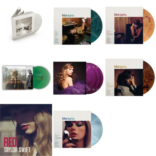 Taylor Swift - Taylor Swift - Evermore (Translucent Green Vinyl/2LP) & Midnights (X) (Moonstone Blue LP Vinyl) & Midnights (X) (Jade Green LP Vinyl) & Midnights (X) (Blood Moon LP Vinyl) & Midnights (X) (Mahogany Color LP Vinyl) & Speak Now (Taylor's