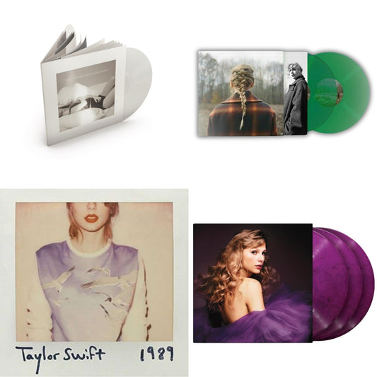 Taylor Swift - Taylor Swift - Evermore (Translucent Green Vinyl/2LP) & Speak Now (Taylor's Version) (Orchid Marbled Vinyl/3LP) & Tortured Poets Department (X) (Ghosted White Vinyl/2LP/Manuscript- Bonus Track) & 1989