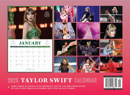 Taylor Swift - 2025 Calendar: A Year With The World's Biggest Pop Star, Bonus Content Through Music History & Rise To Stardom, Album Spotlight, TTPD, Folklore, Lover, Iconic Photos, Fun Facts & More!