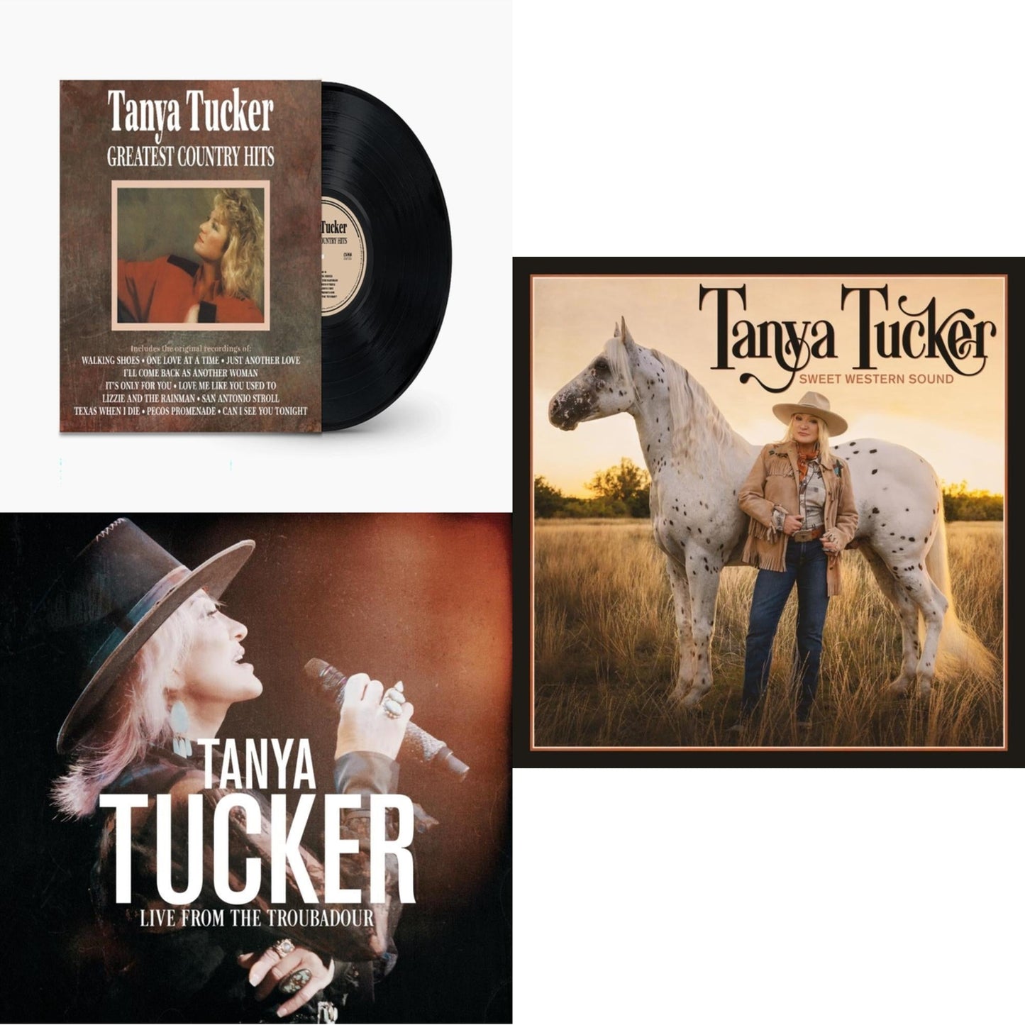 Tanya Tucker - Greatest Country Hits & Live From The Troubadour (Black/Pink/Blue Splatter Vinyl/2LP) & Sweet Western Sound