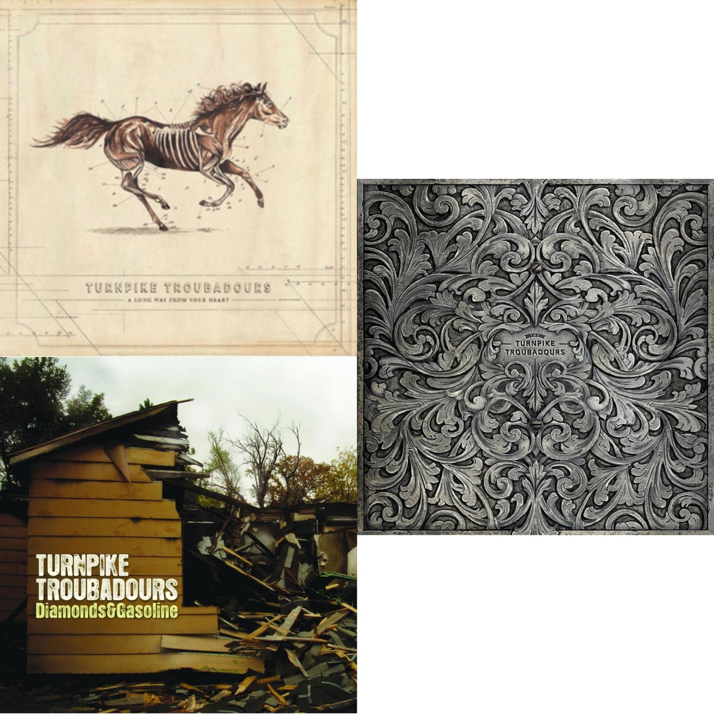 Turnpike Troubadours - Turnpike Troubadours & Long Way From Your Heart & Diamonds & Gasoline - LP Vinyl Bundle