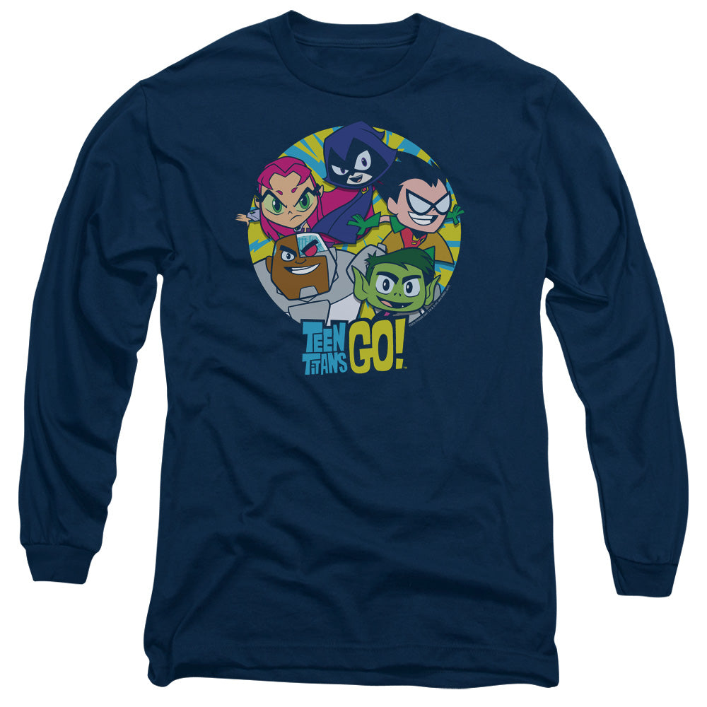 Teen Titans Go Go Go Group Mens Long Sleeve Shirt Navy Officially Licensed
