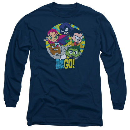 Teen Titans Go Go Go Group Mens Long Sleeve Shirt Navy Officially Licensed