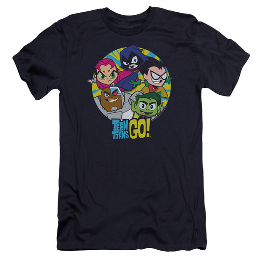 Teen Titans Go Go Go Group Hbo Premium Bella Canvas Slim Fit Mens T Shirt Navy