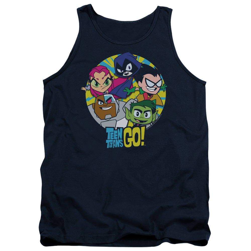 Teen Titans Go Go Go Group Mens Tank Top Shirt Navy