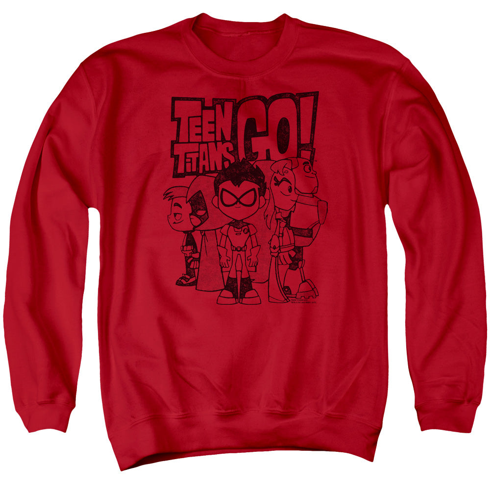 Teen Titans Go Team Up Mens Crewneck Sweatshirt Red