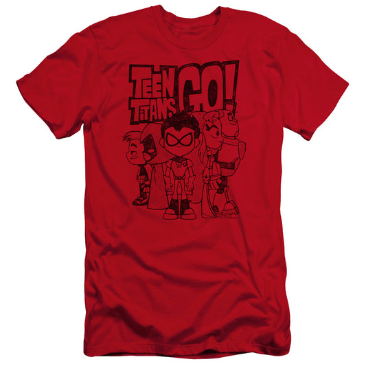 Teen Titans Go Team Up Hbo Premium Bella Canvas Slim Fit Mens T Shirt Red