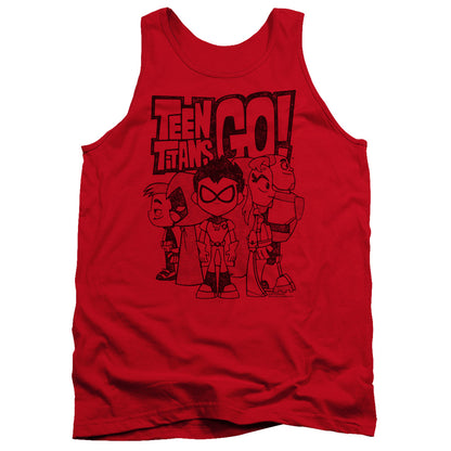 Teen Titans Go Team Up Mens Tank Top Shirt Red