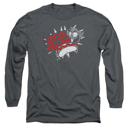 Teen Titans Go Hot Dog Mens Long Sleeve Shirt Charcoal Officially Licensed