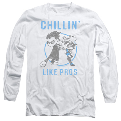 Teen Titans Go Like Pros Mens Long Sleeve Shirt White Officially Licensed