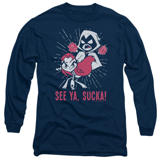 Teen Titans Go Suckas Mens Long Sleeve Shirt Navy