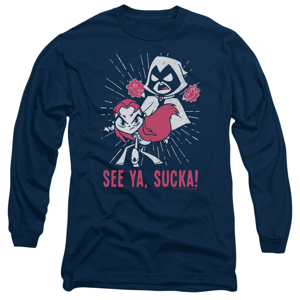 Teen Titans Go Suckas Mens Long Sleeve Shirt Navy Officially Licensed