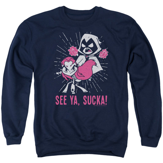 Teen Titans Go Suckas Mens Crewneck Sweatshirt Navy