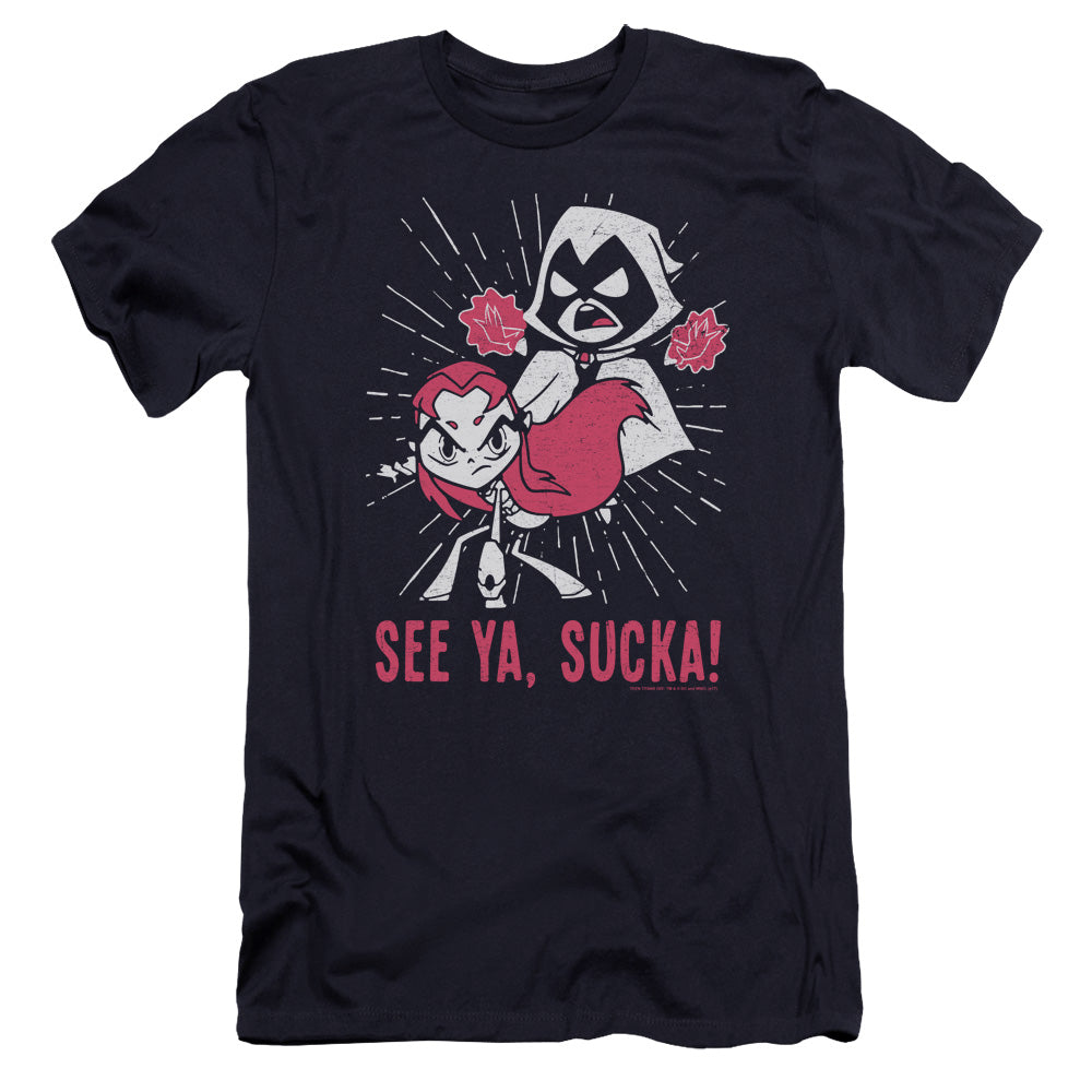 Teen Titans Go Suckas Hbo Premium Bella Canvas Slim Fit Mens T Shirt Navy