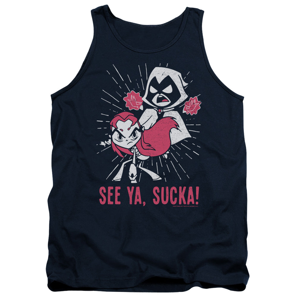 Teen Titans Go Suckas Mens Tank Top Shirt Navy