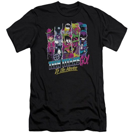 Teen Titans Go To The Movies To The Movies Hbo Premium Bella Canvas Slim Fit Mens T Shirt Black